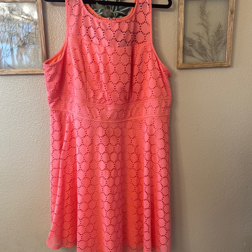 Source Unknown Coral Lace Midi Dress